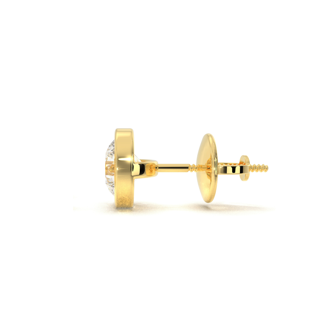 Men Solitaire Earring - Bezel Round (1.5CT)