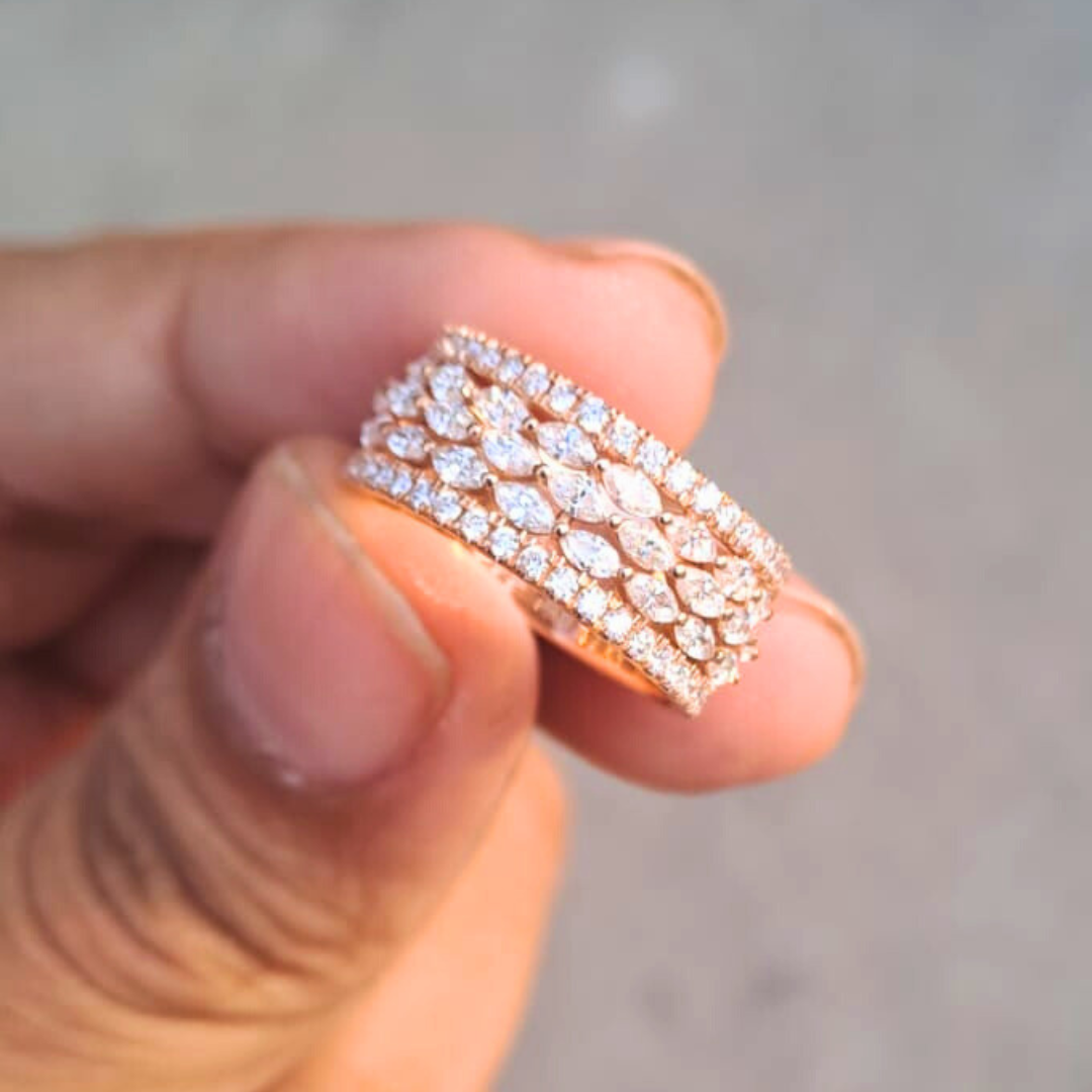 Eien Engagment Band in Diamond and Moissanite by Vai Ra