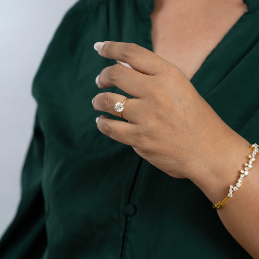 Priya Solitare Ring by Vaira in Moissanite and Lab Diamond