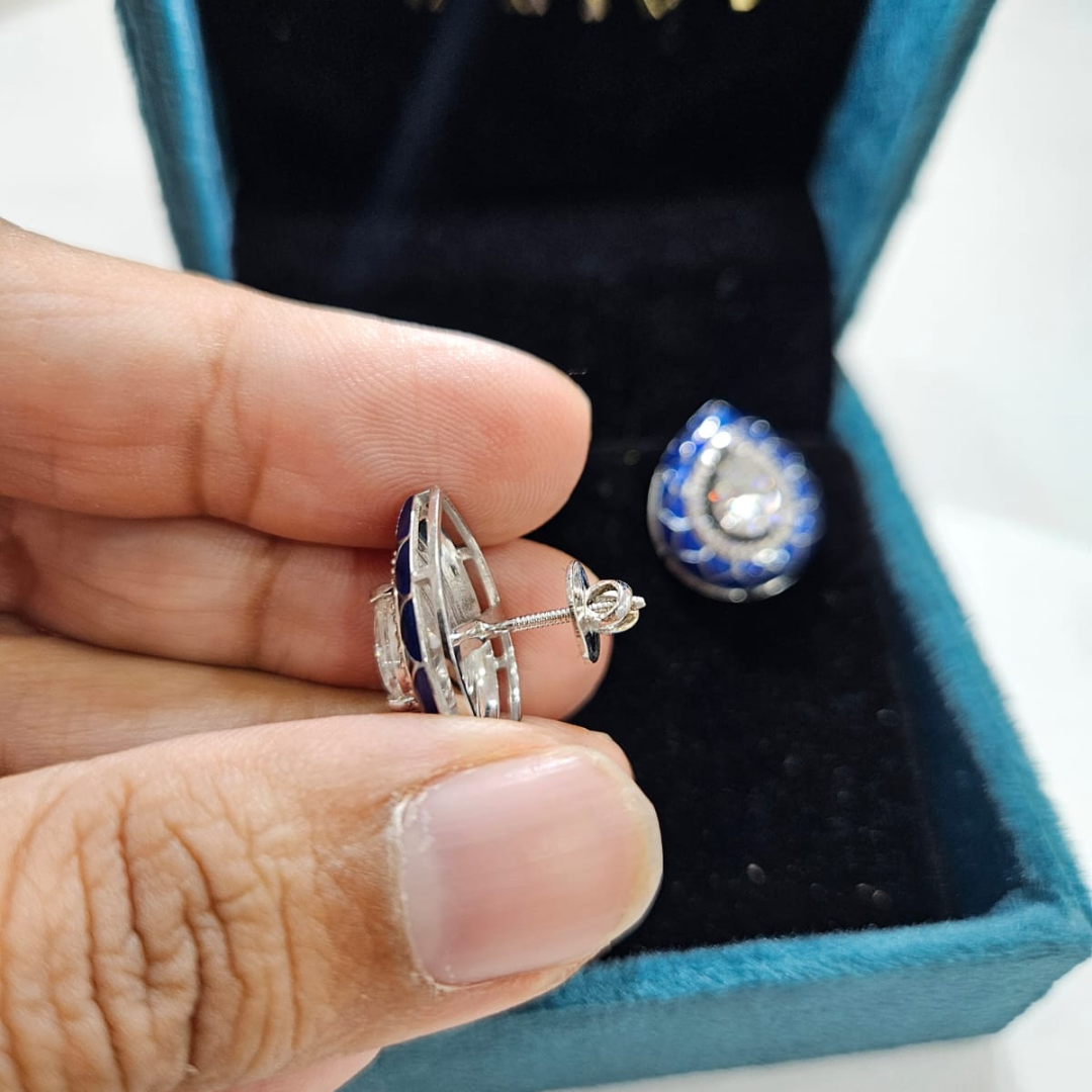 Meenakari Gunita Studs in Moissanite by Vai Ra