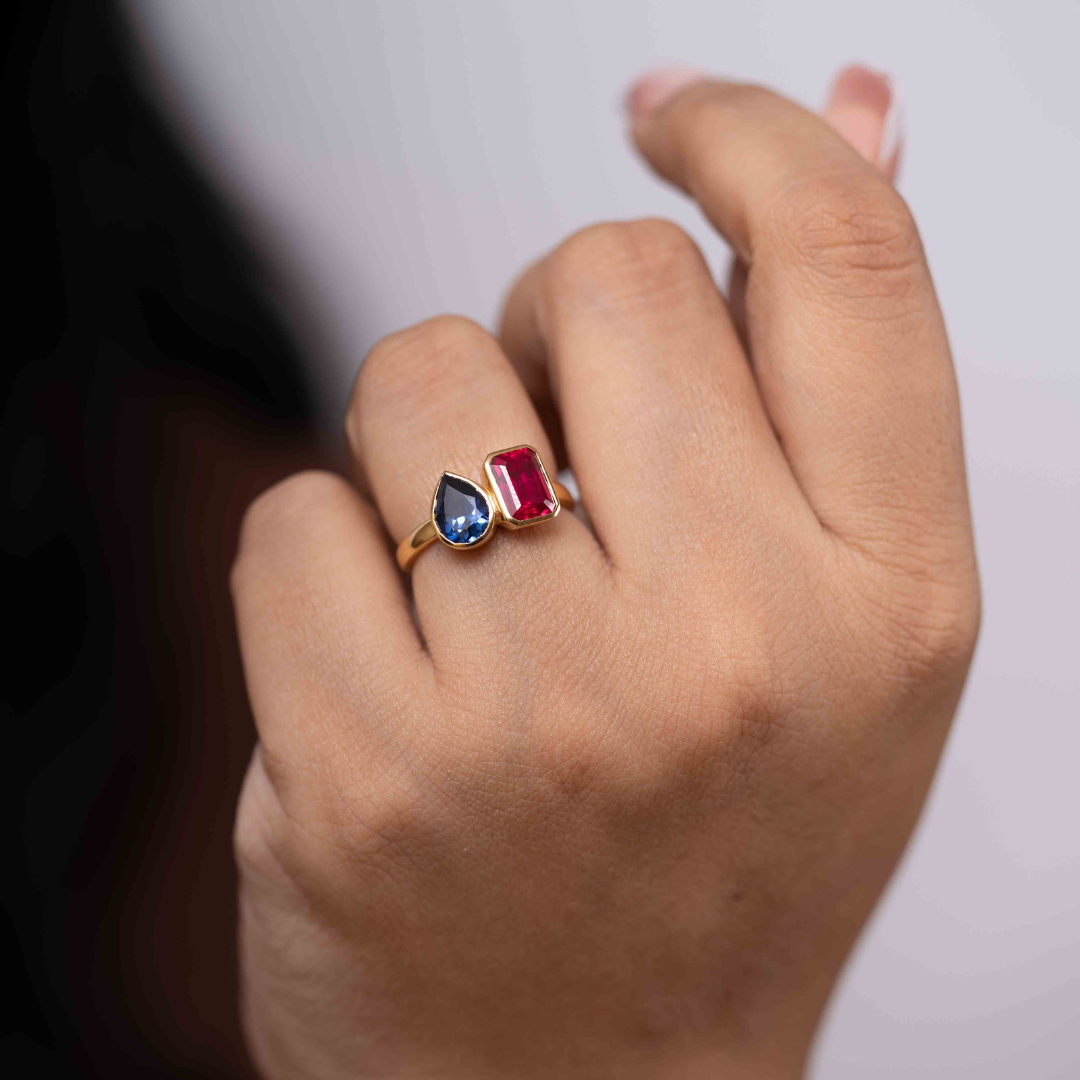 Toi Et Moi Ruby and Sapphire ring by Vai Ra