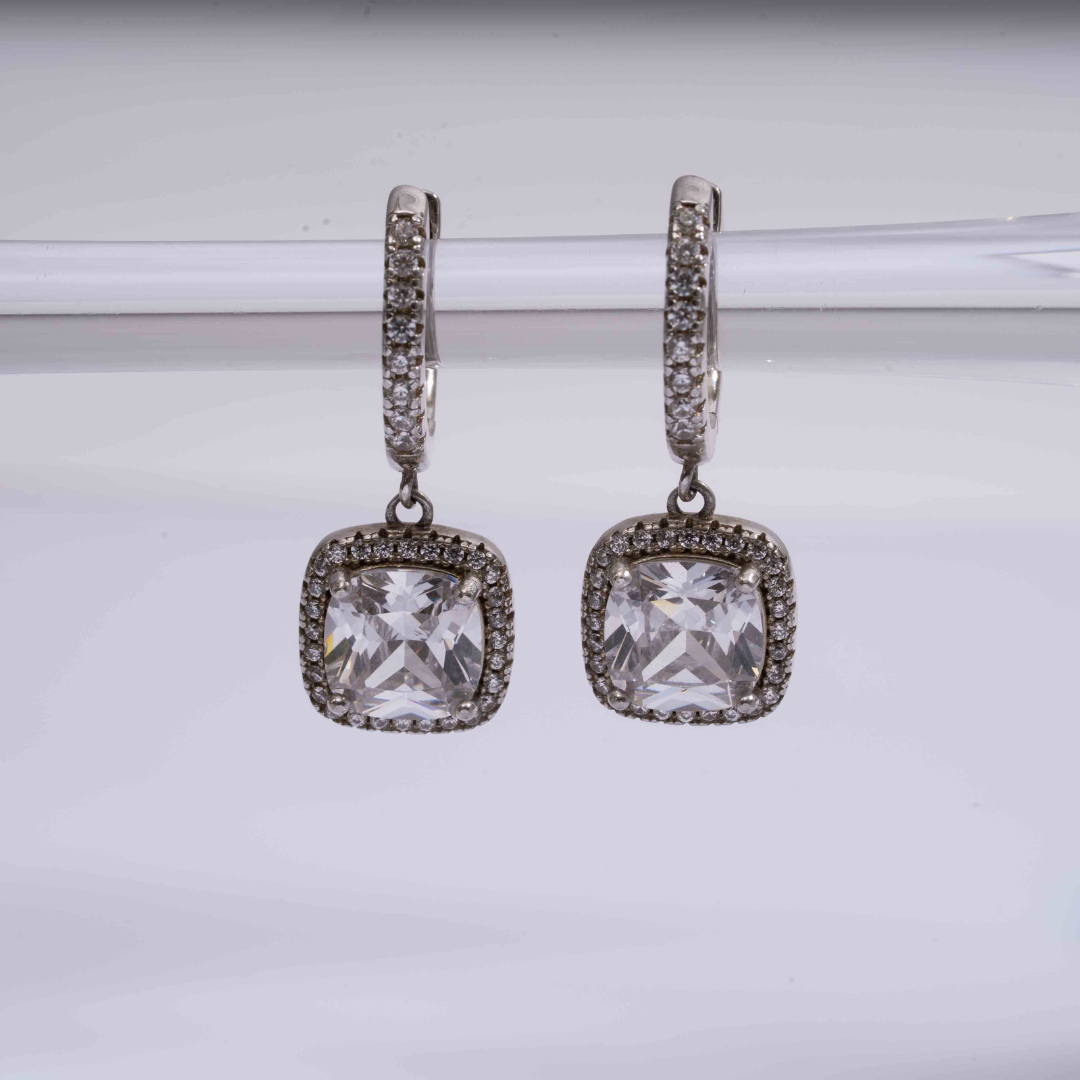 5 CT cushion Ear Hoops in Moissanite by Vai Ra