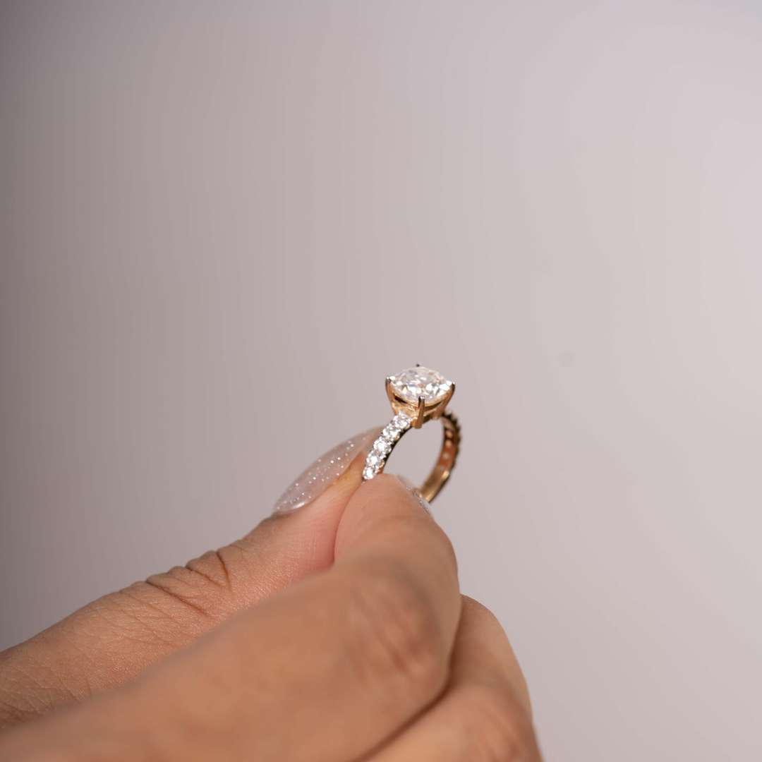 Anuga Solitaire Ring in Moissanite and Gold by Vai Ra