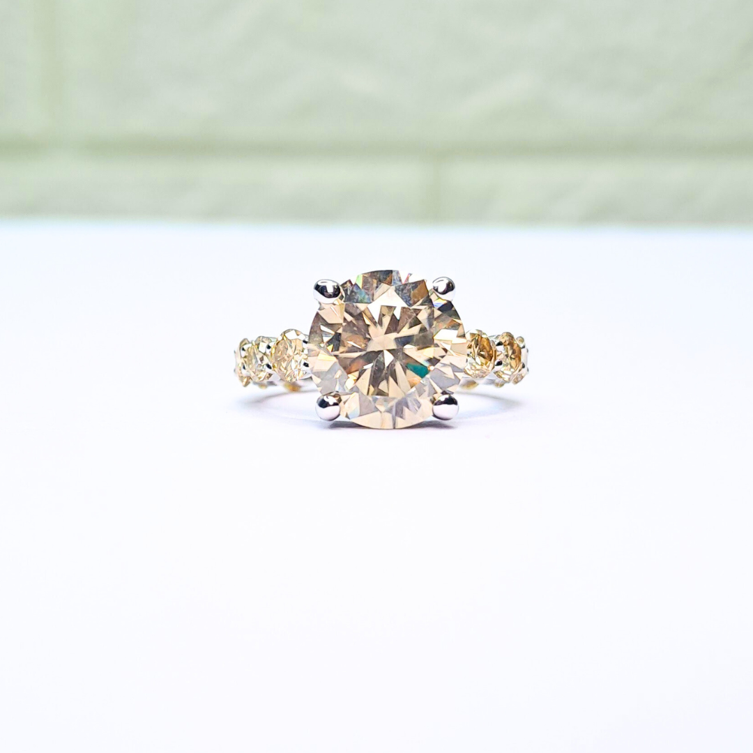 Jiva Yellow Diamond Halo Ring in Moissanite and Lab grown by Vai Ra