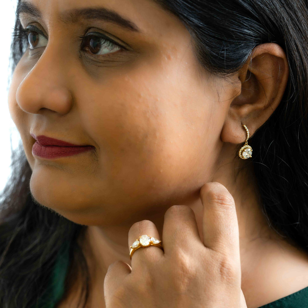 Saanvi Huggies in Moissanite and Gold by Vai Ra