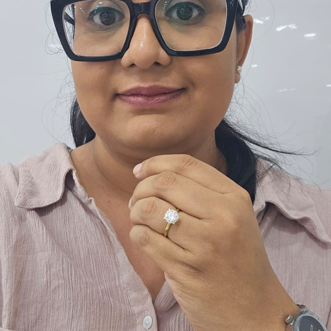 Priya Solitare Ring by Vaira in Moissanite and Gold