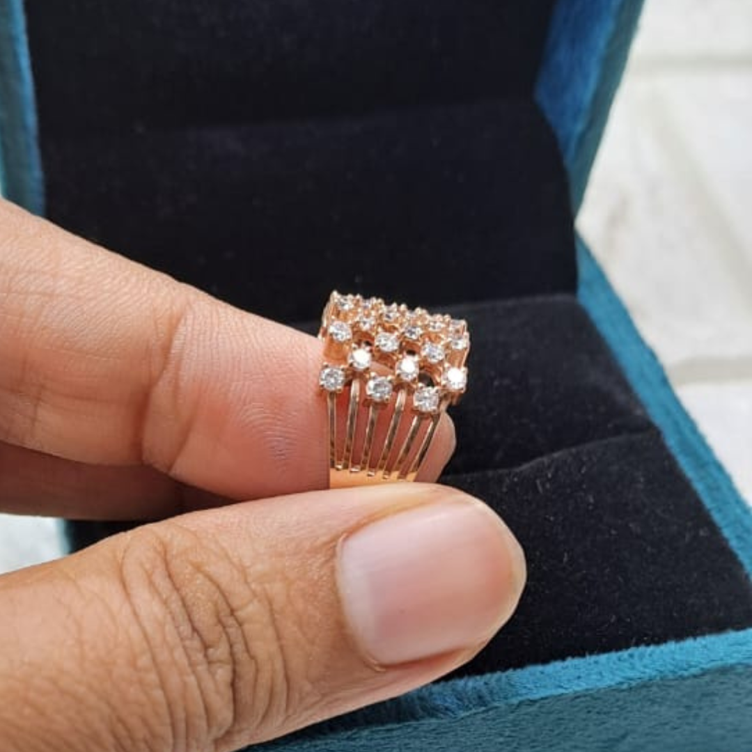 Mesh Knit Ring 1.2 CT in Diamond and Moissanite by Vai Ra