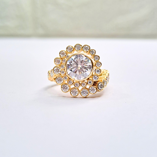 Statement Lab Diamond Ring and Statement Moissanite Ring