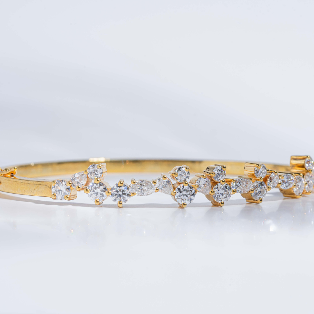 Dazzle Bangle in Moissanite and Lab Diamond by Vai Ra