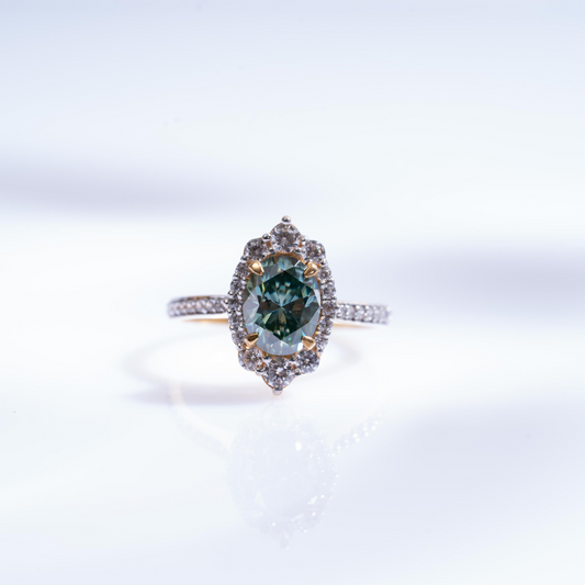 Ocean Green Colored Moissanite and Lab Diamond by Vai Ra