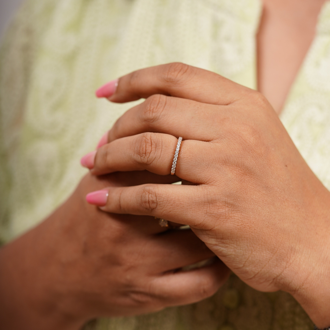 Hestia Half eternity Band in Moissanite and Diamond by Vai Ra