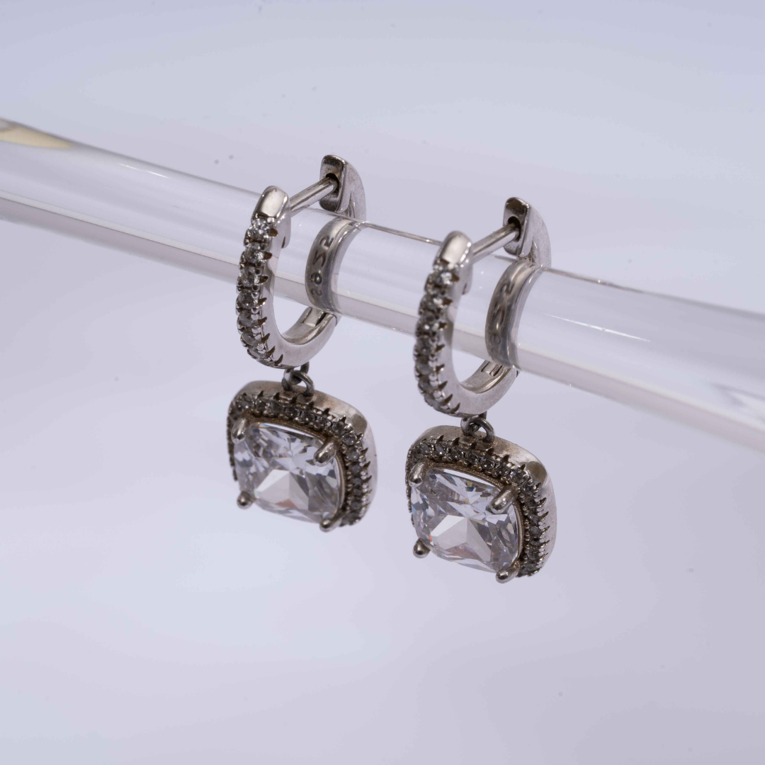 5 CT cushion Ear Hoops in Moissanite by Vai Ra