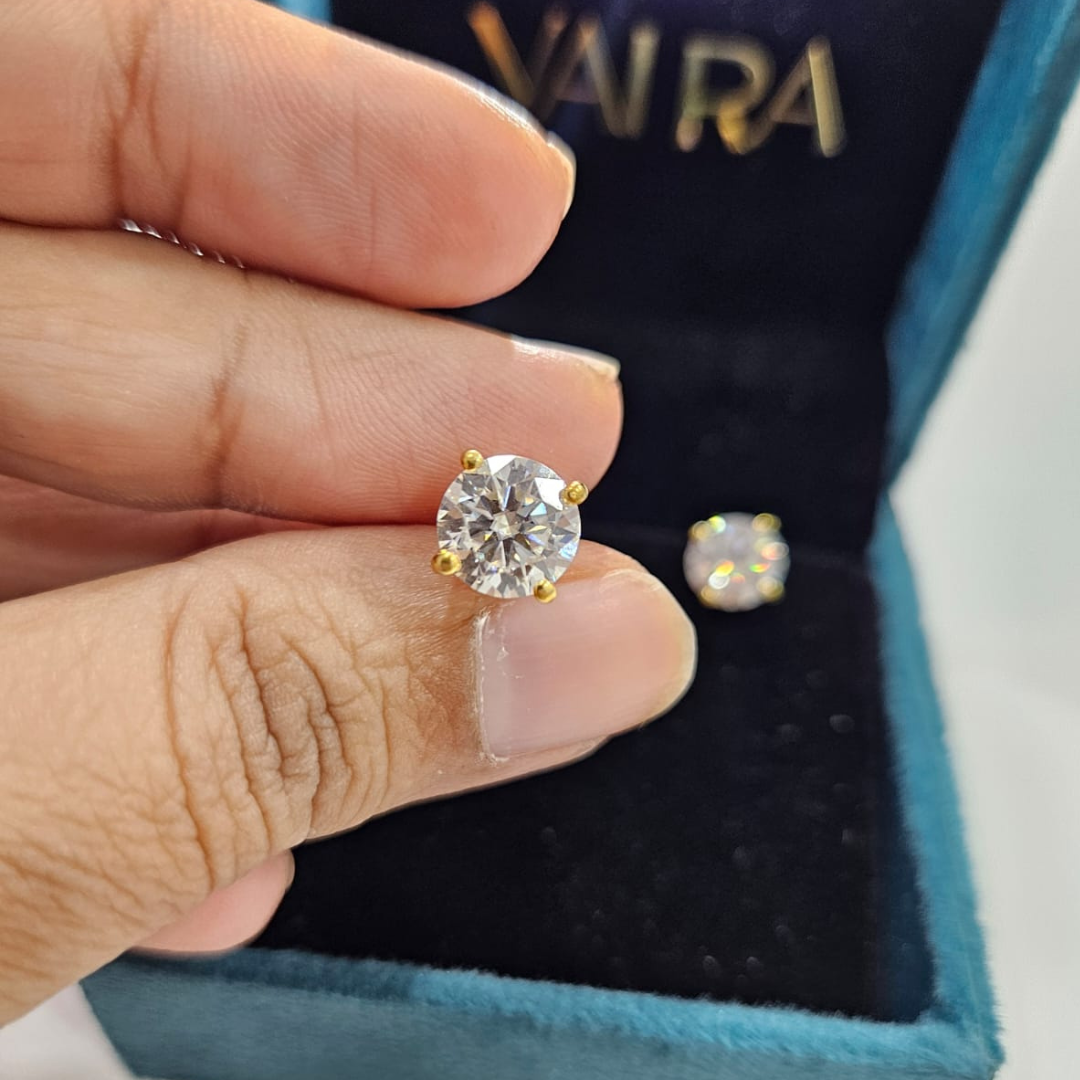 Four Prong Solitaire 2 Carat Ear Rings Martini Setting by Vai Ra