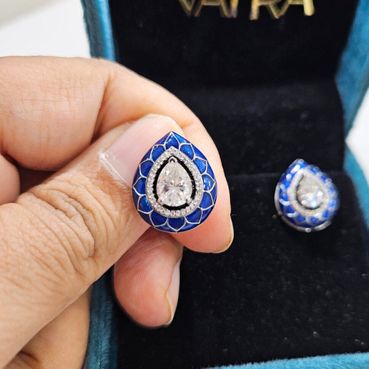 Meenakari Gunita Studs in Moissanite by Vai Ra