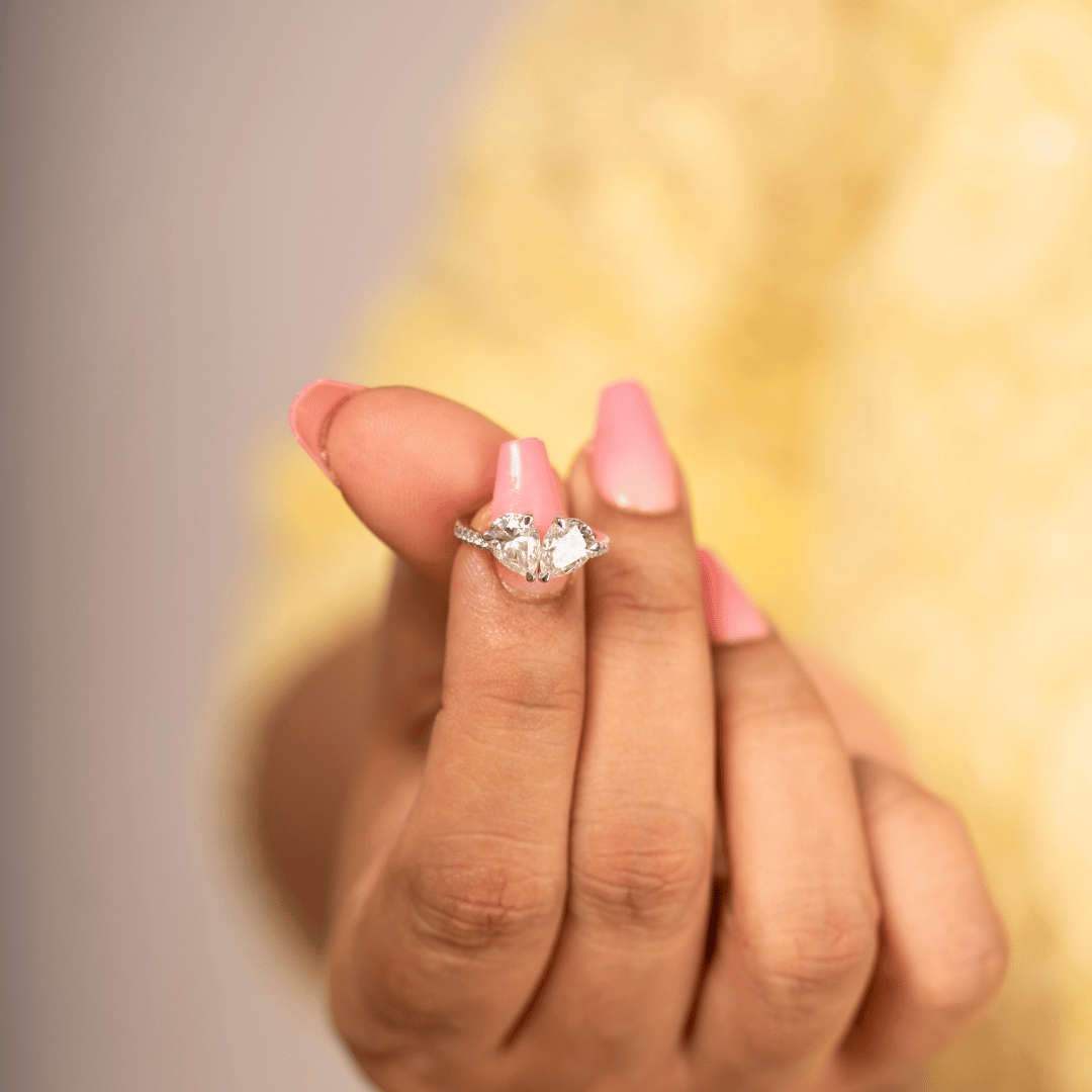 Kardia Toi Et Moi Ring in Moissnite and Lab Diamond by Vai Ra