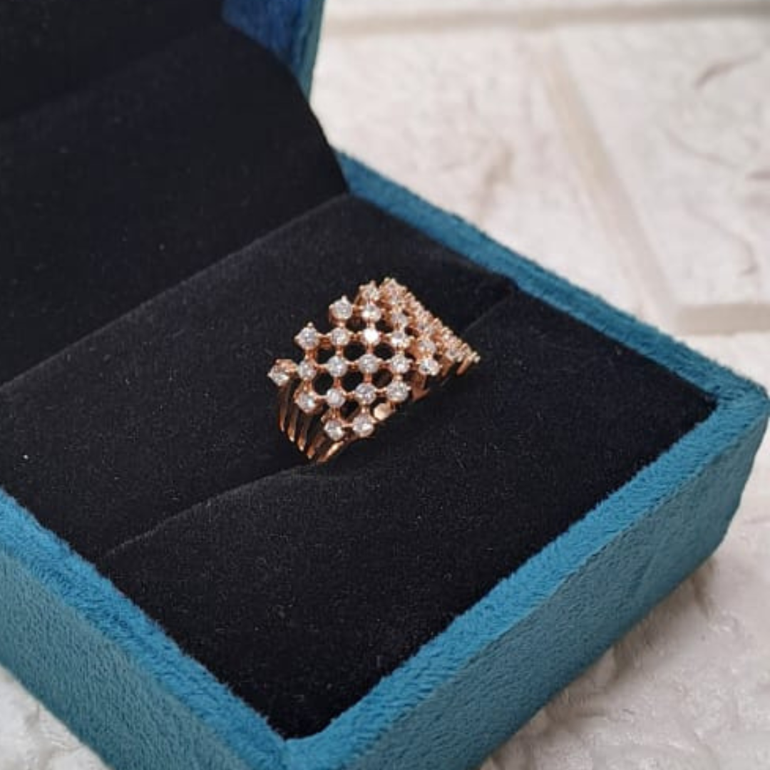 Mesh Knit Ring 1.2 CT in Diamond and Moissanite by Vai Ra