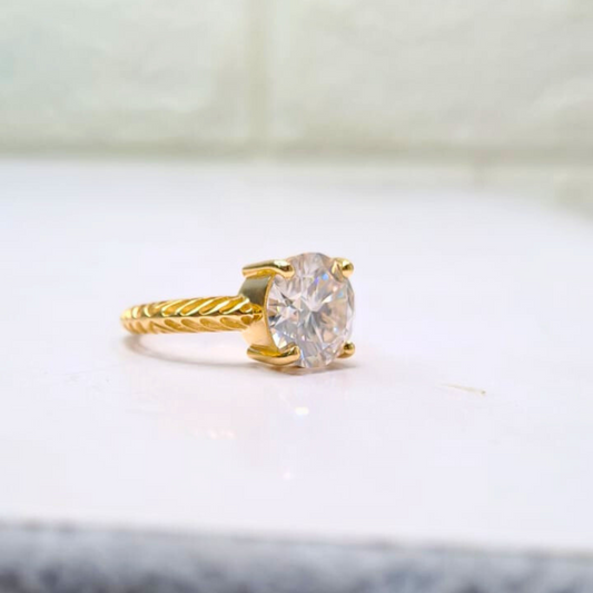 Reina 3 Carat Solitaire Ring in Lab Diamond and Moissanite by Vai Ra