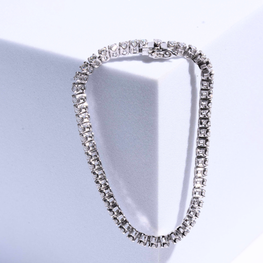 Cupcake Setting Bracelet (10 cents) in Moissanite and Lab Diamond by Vai Ra