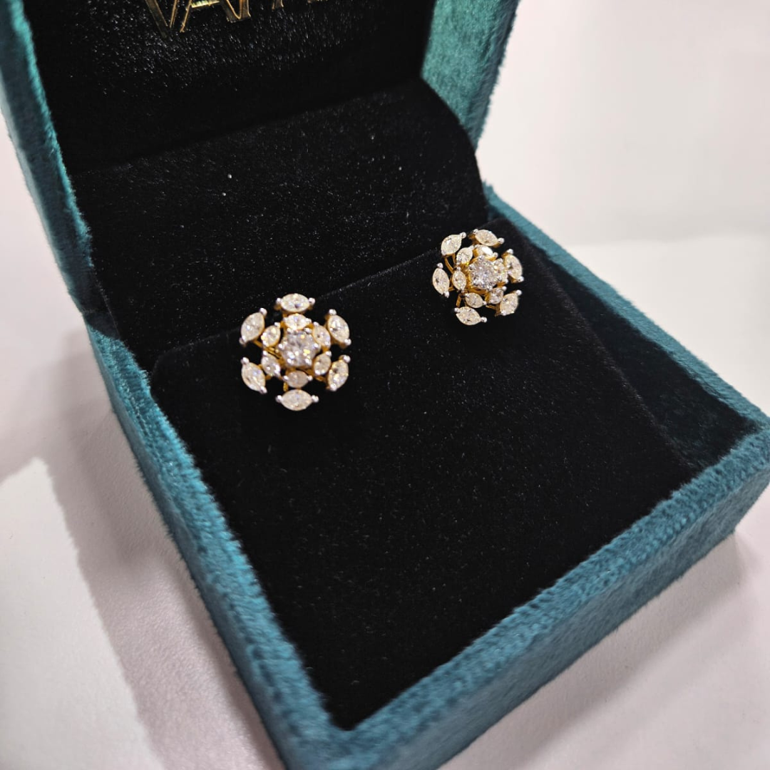 Marquise Halo Earrings by Vai Ra in Moissanite and Diamond