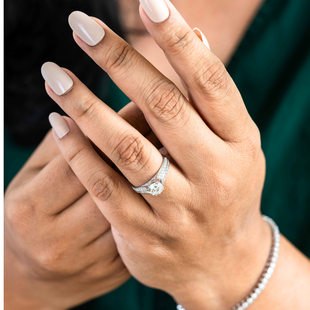 Naro Solitaire Ring Set with Split Shank (18KT Gold) Next Day Ship