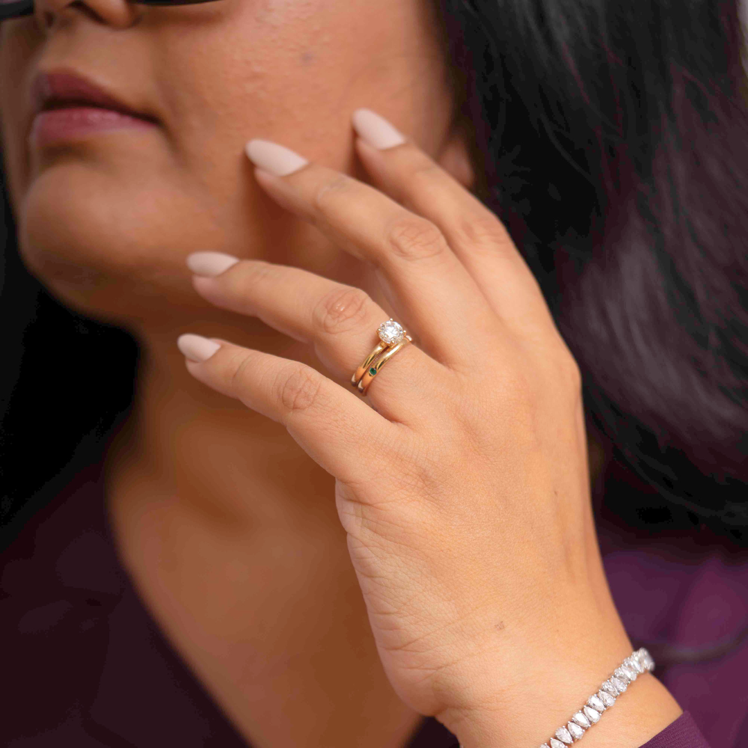 Neema Women's Band in Moissanite and Lab and Natural Diamond by Vai Ra