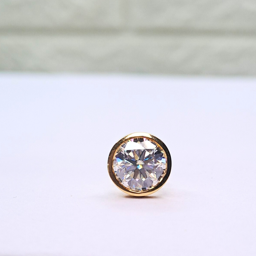 Men Solitaire Earring - Bezel Round (1.5CT)