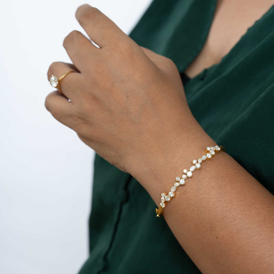 Dazzle Bangle in Moissanite and Lab Diamond by Vai Ra