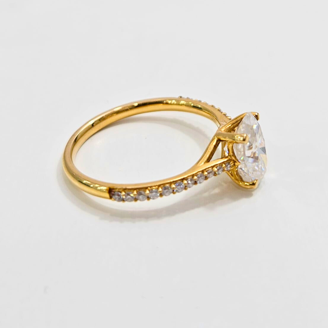 Mau Oval Solitaire Ring in Moissanite by Vai Ra