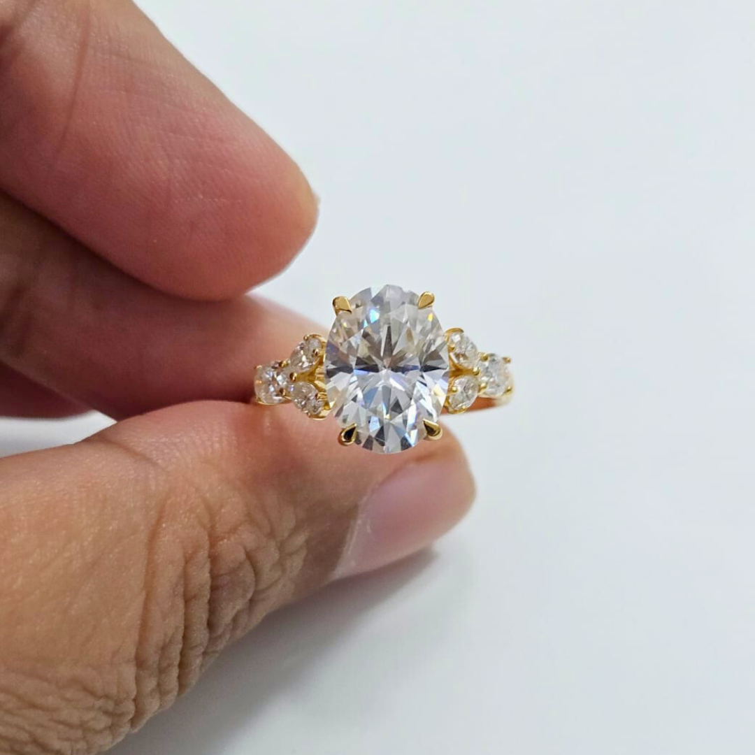 Crushed Iced Oval Soitaire Ring 3.89 CT