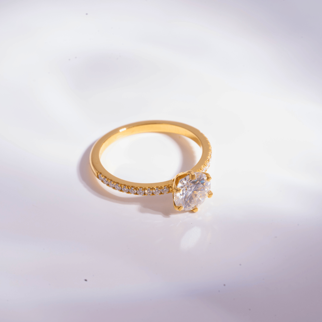 1.07 CT Solitaire Ring in Moissanite and Lab Diamond by Vai Ra