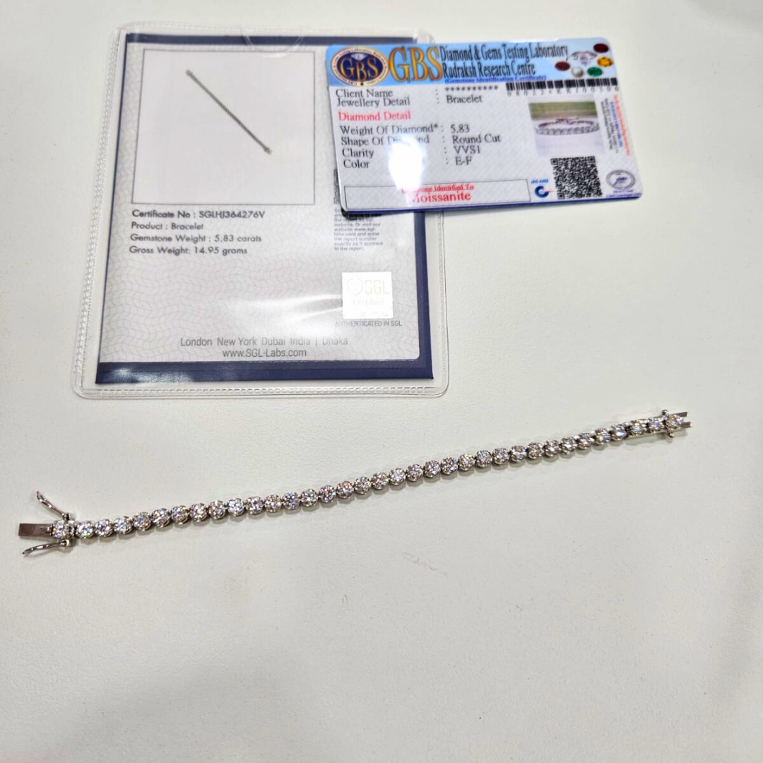 Round Tennis Bracelet 5.83 CT Moissanite by Vai Ra