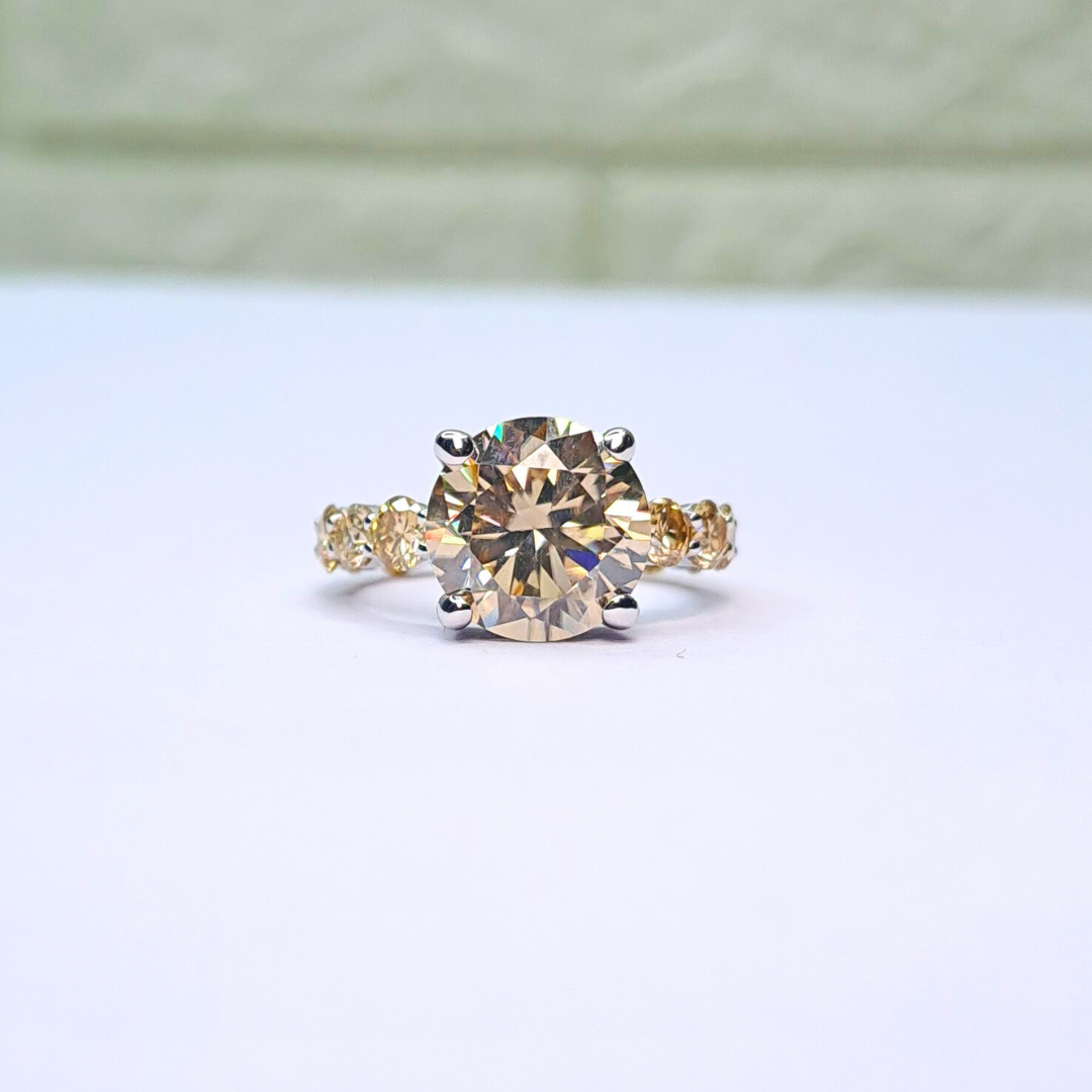 Jiva Yellow Diamond Halo Ring in Moissanite and Lab grown by Vai Ra