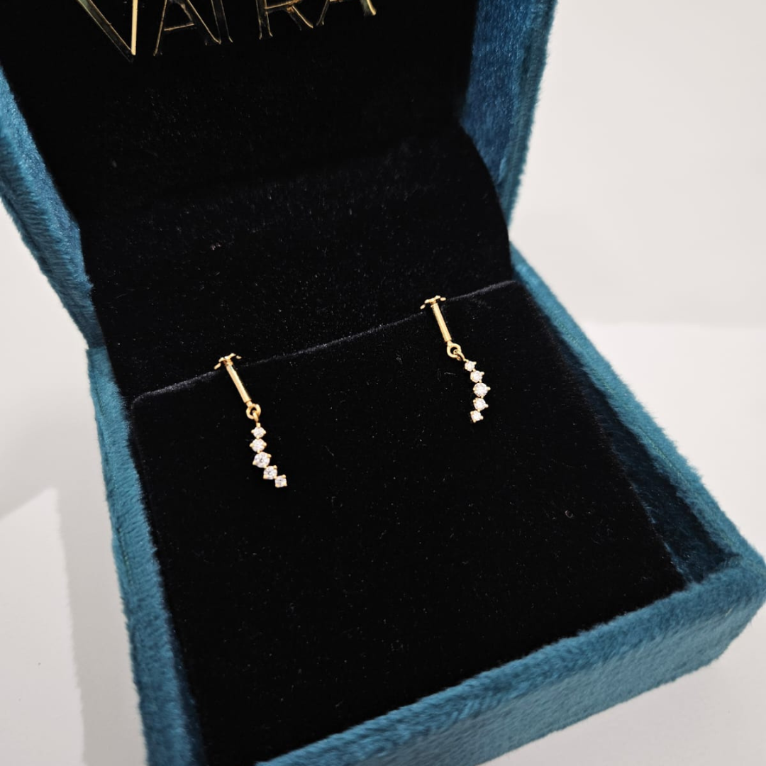 Five Stone Bugadi Helix piercing in Moissanite and Diamond by Vai Ra