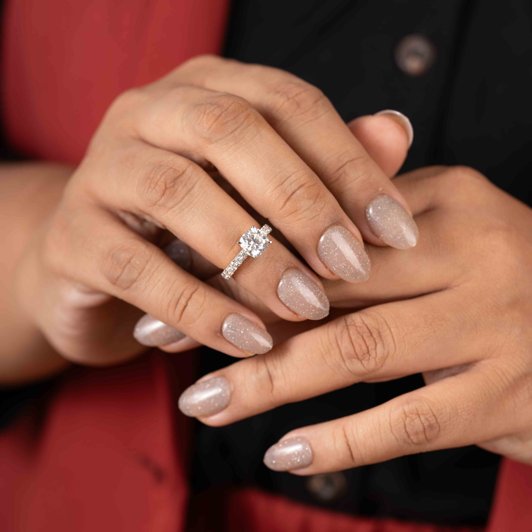 Anuga Solitaire Ring in Moissanite and Gold by Vai Ra