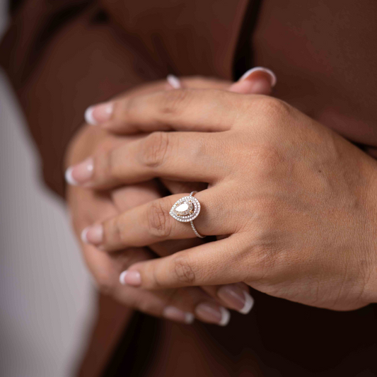 Shyla Halo Ring in Moissanite and Lab Diamond by Vai Ra