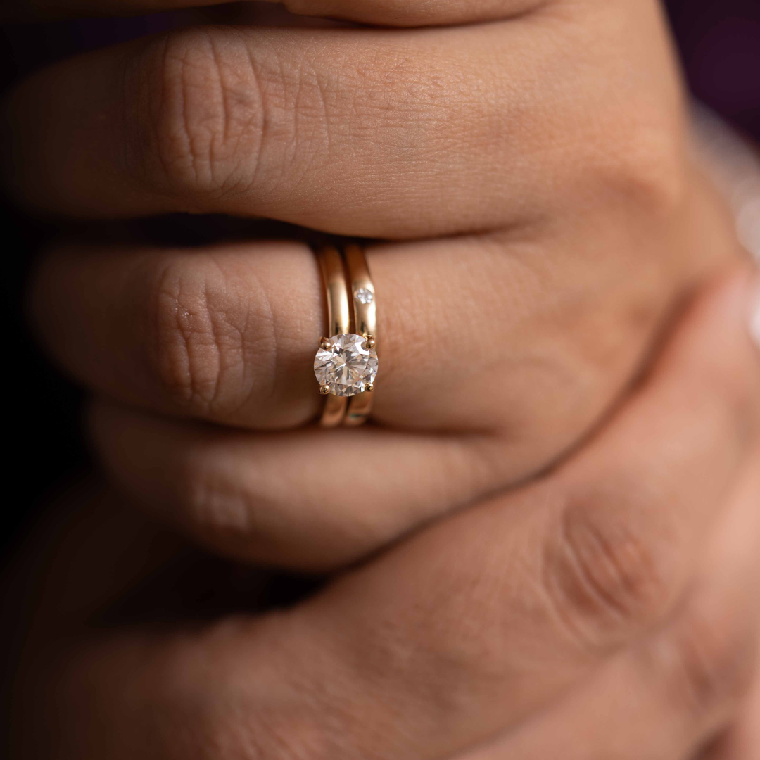 Solitaire Four Prong 1.21 CT in Moissanite and Diamond by Vai Ra
