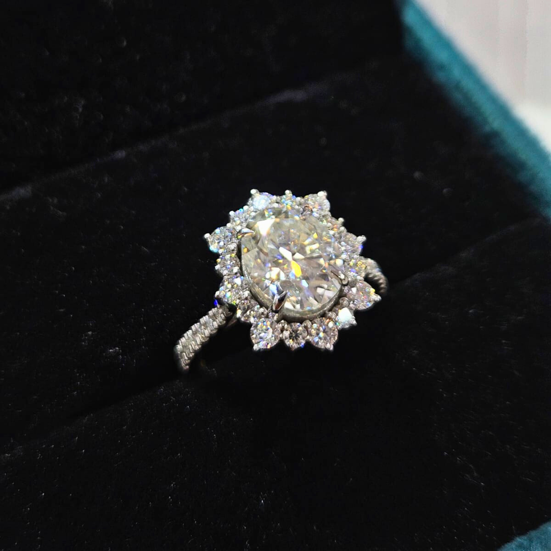 Miyabi Oval Ring 3.76 CT in Moissanite and LAb Diamond by Vai Ra