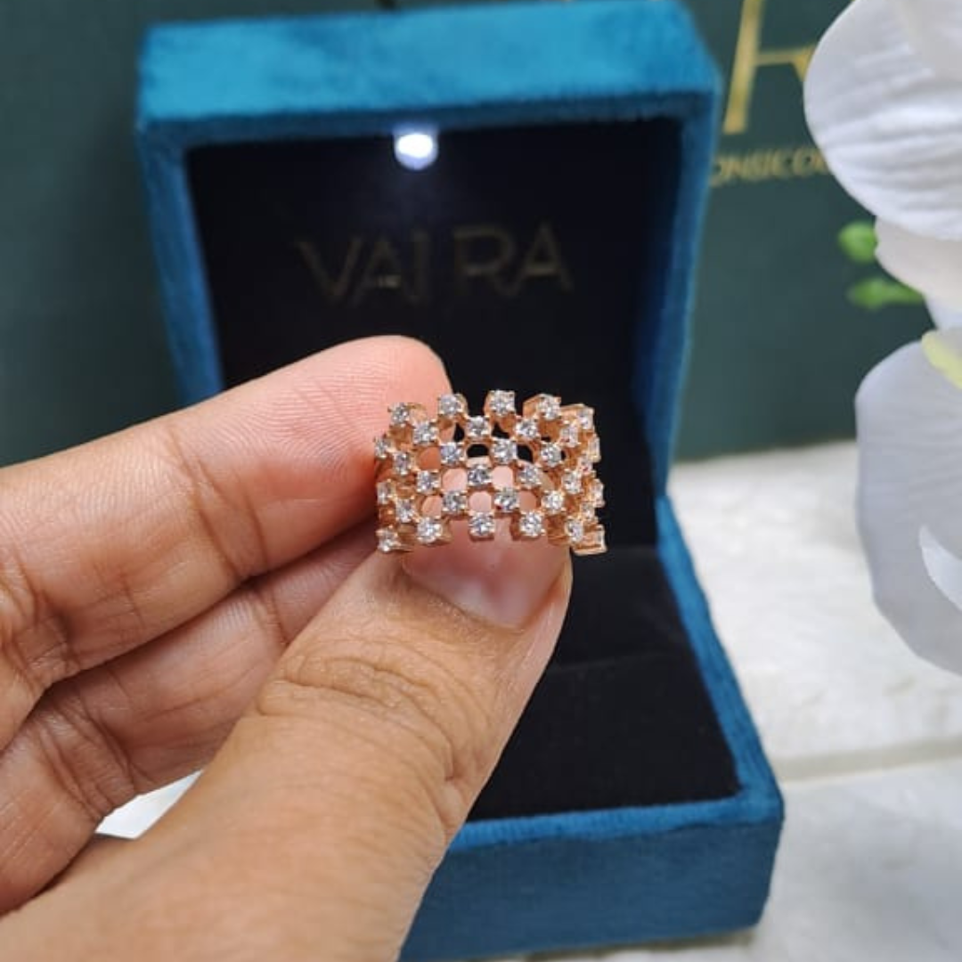 Mesh Knit Ring 1.2 CT in Diamond and Moissanite by Vai Ra
