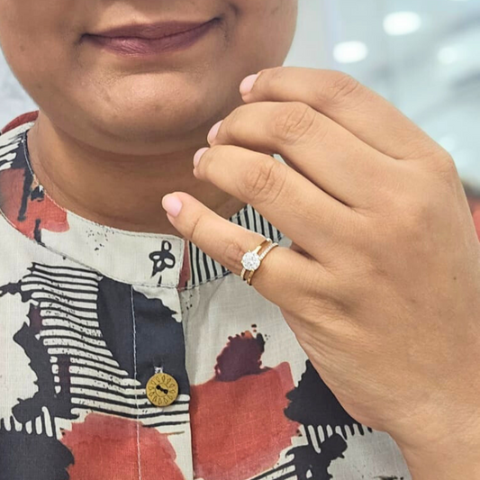 Abha Parallel Band in Moissanite and Lab Diamond by Vai Ra