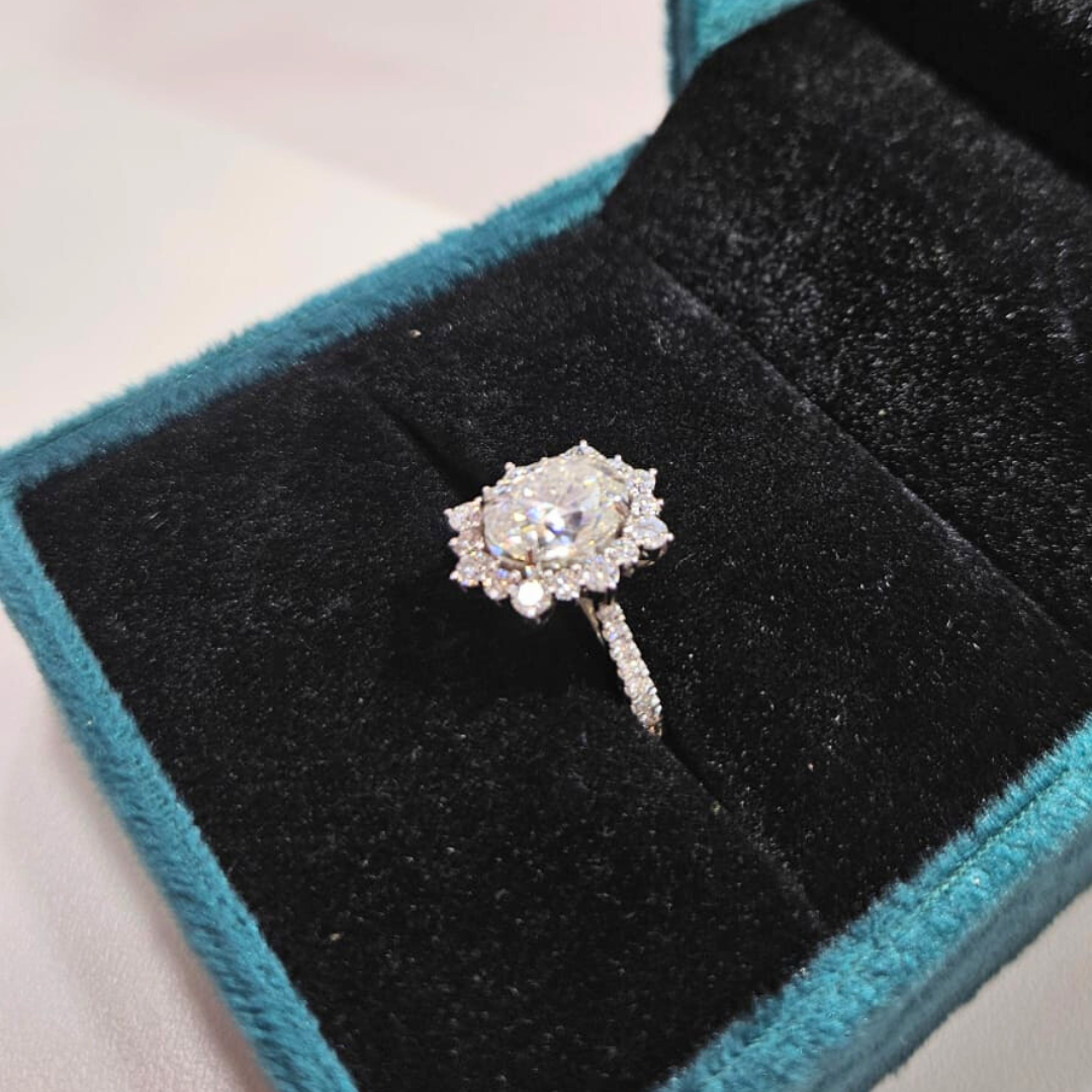 Miyabi Oval Ring 3.76 CT in Moissanite and LAb Diamond by Vai Ra