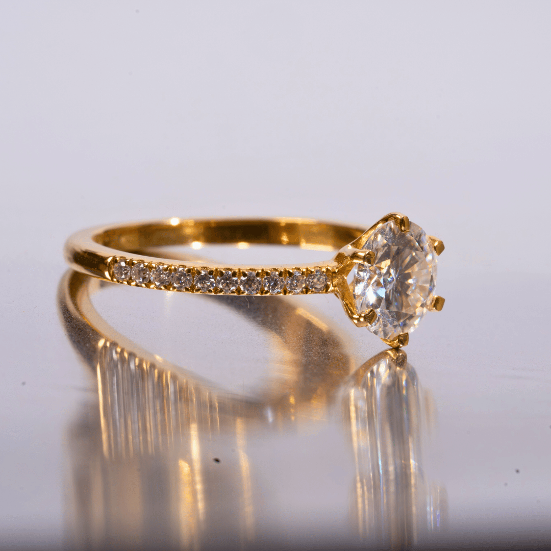 1.07 CT Solitaire Ring in Moissanite and Lab Diamond by Vai Ra