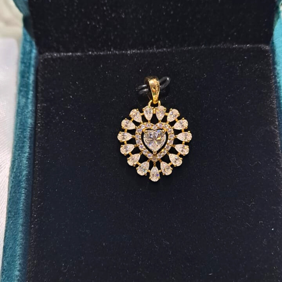 Aiko Heart Pendant in Lab Diamond and Moissanite by Vai Ra
