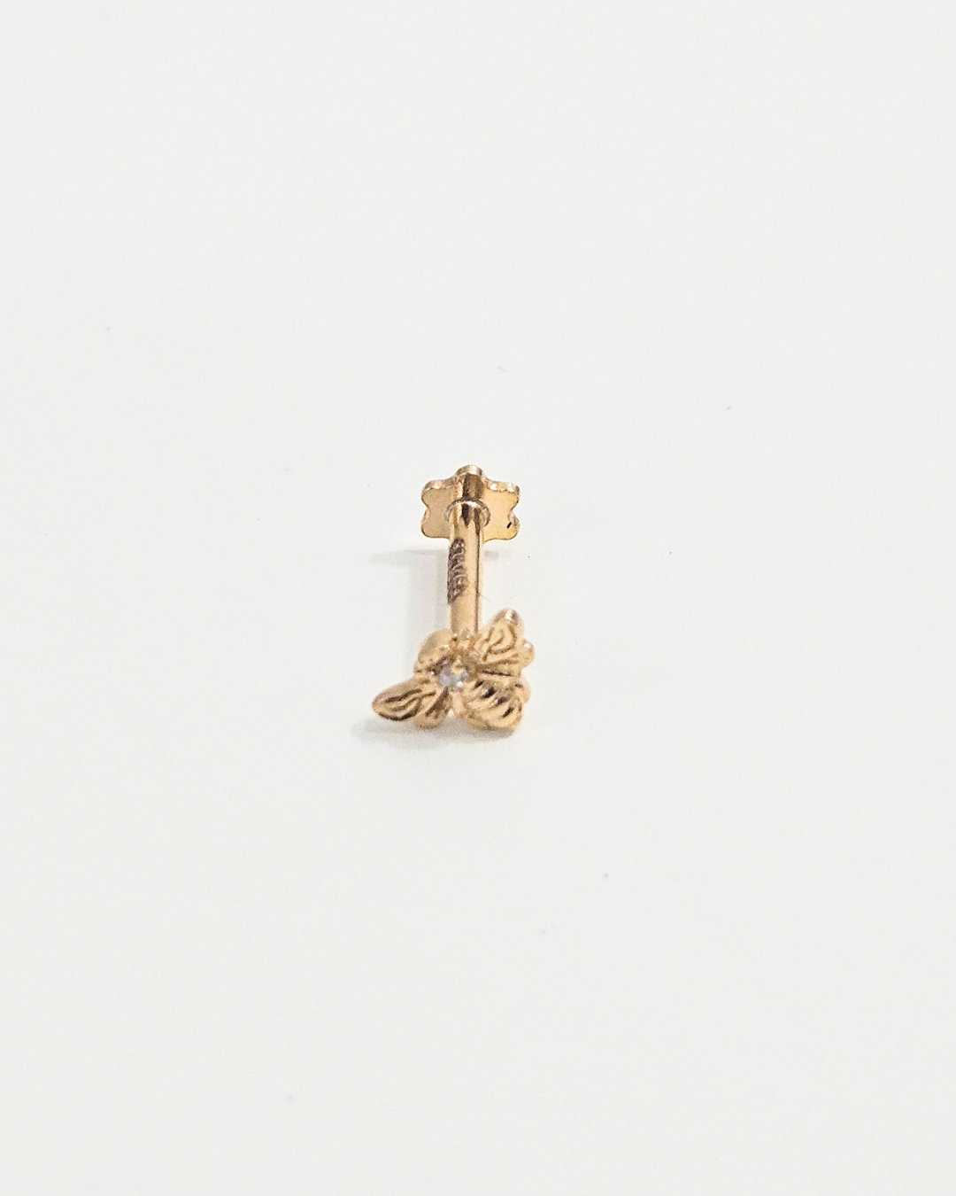 Honey Bee Gold Helix Piercing Earring by Vai Ra in Moissanite