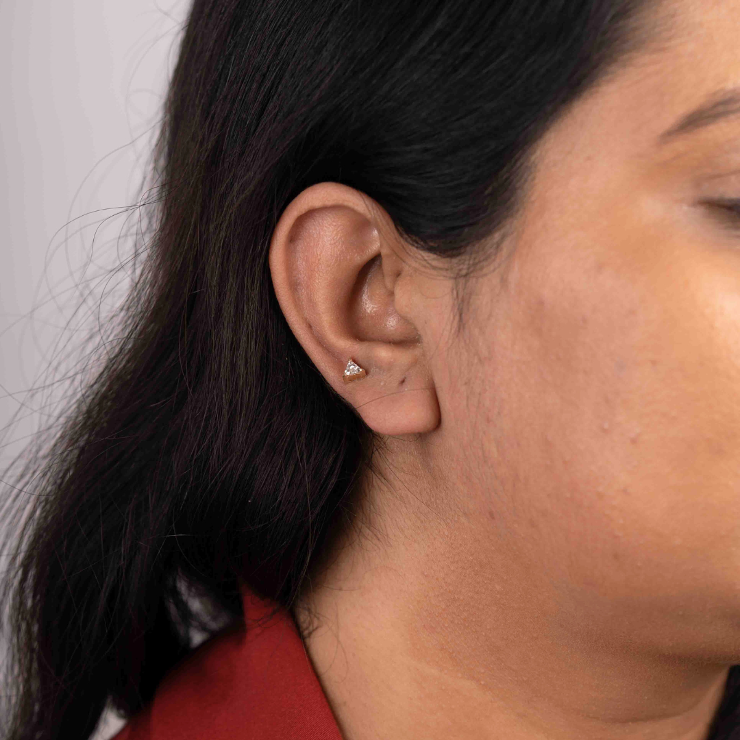 Bhuja Triangle Piercing in Moissanite and Lab Diamond by Vai Ra