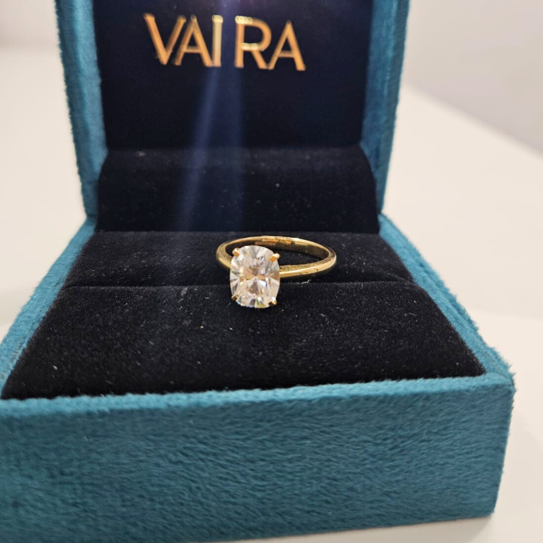 Chelsea Elongated Cushion Ring in Moissanite by Vai Ra