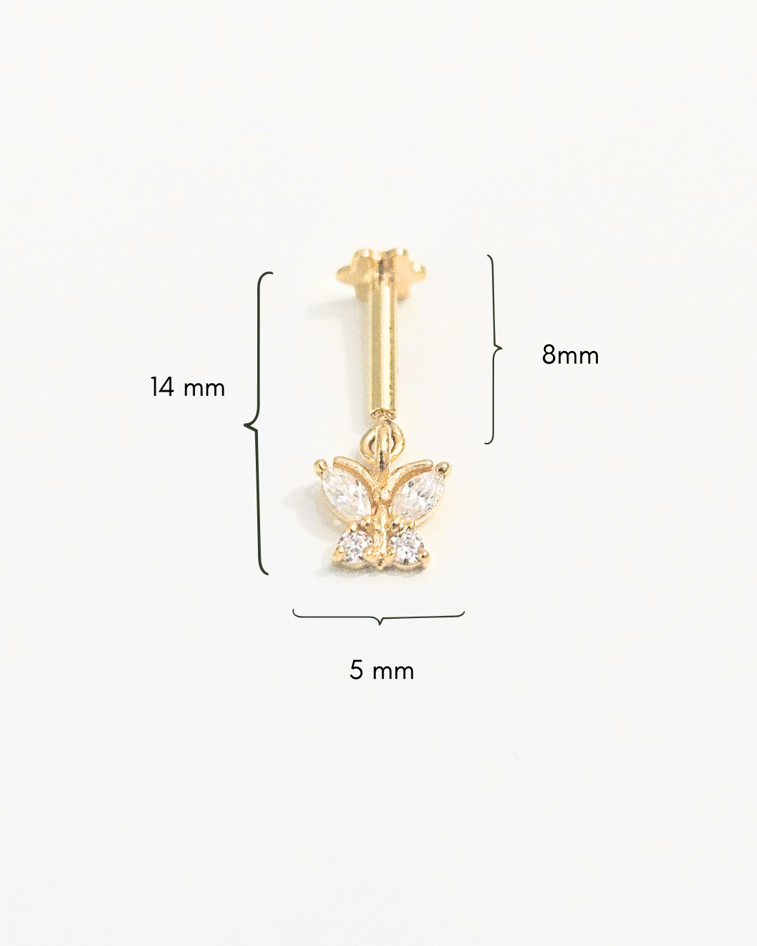 Dangling Butterfly Bugadi in Gold and Moissanite by Vai Ra