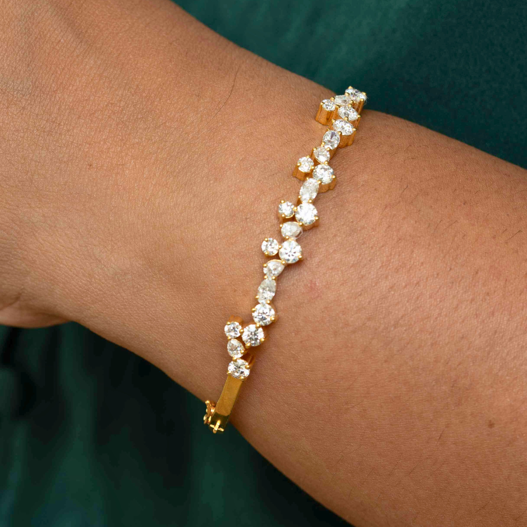 Dazzle Bangle in Moissanite and Lab Diamond by Vai Ra