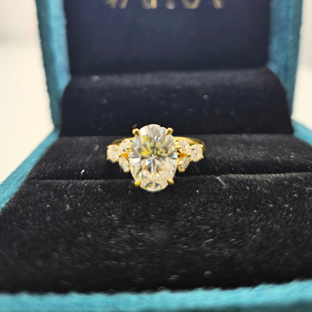 Crushed Iced Oval Soitaire Ring 3.89 CT