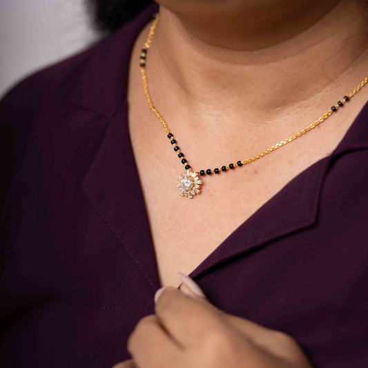 Suryamukhi Mangalsutra in Moissanite and lab grown diamond by Vai Ra