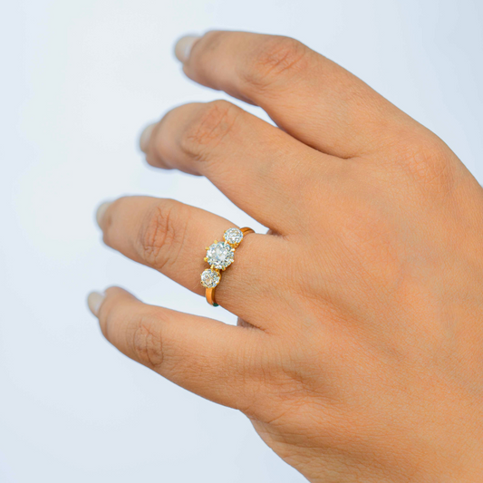 Adhira threestone Ring Moissanite lab diamond by Vai Ra